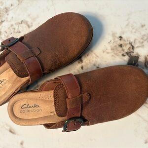 Clarks Chocolate Suede Slip-Ons